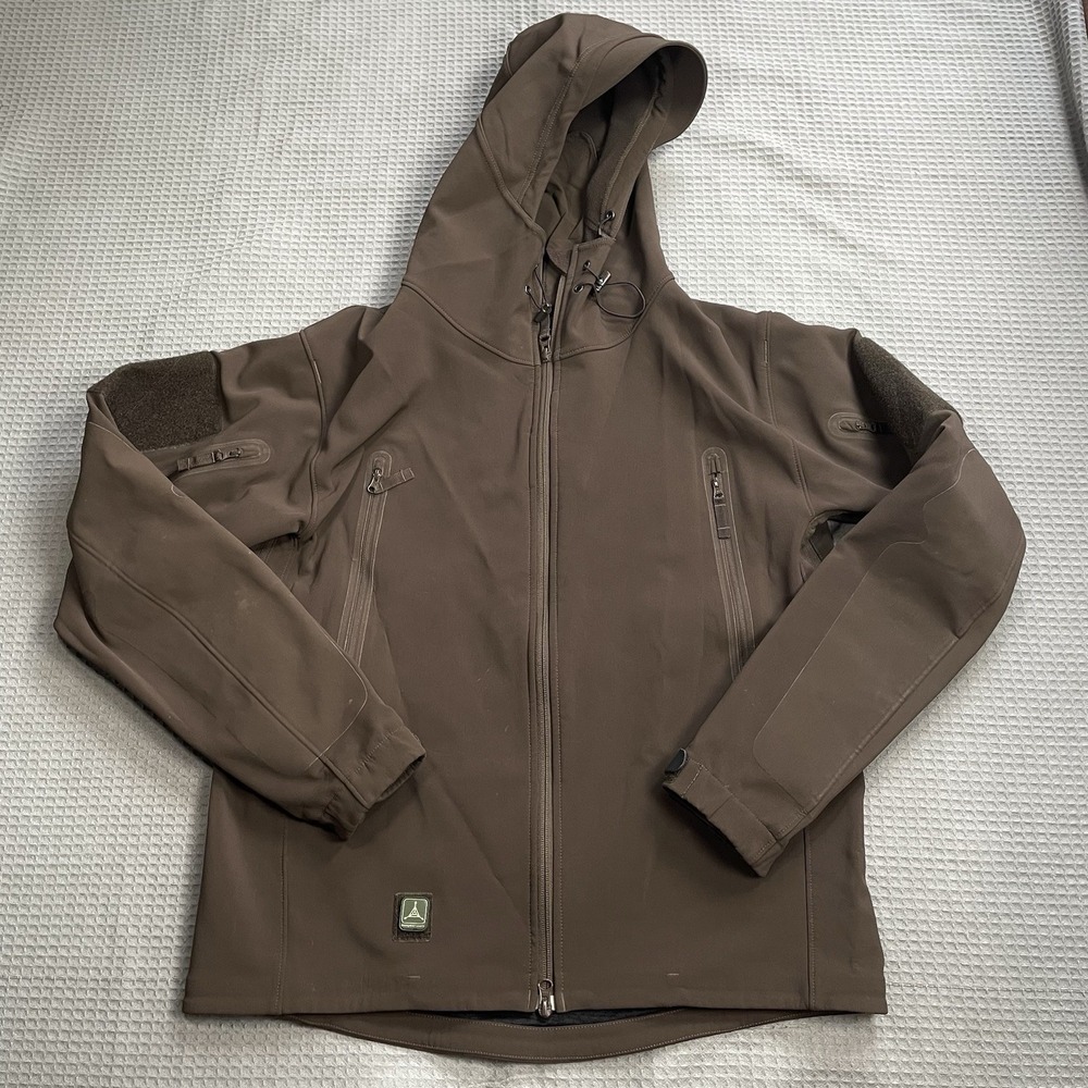 Triple Aught Designs TAD Hoodie Jacket Medium Men's Brown Zip Nylon Soft Shell